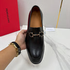 Black Leather Gancini Bit Loafer - Men's