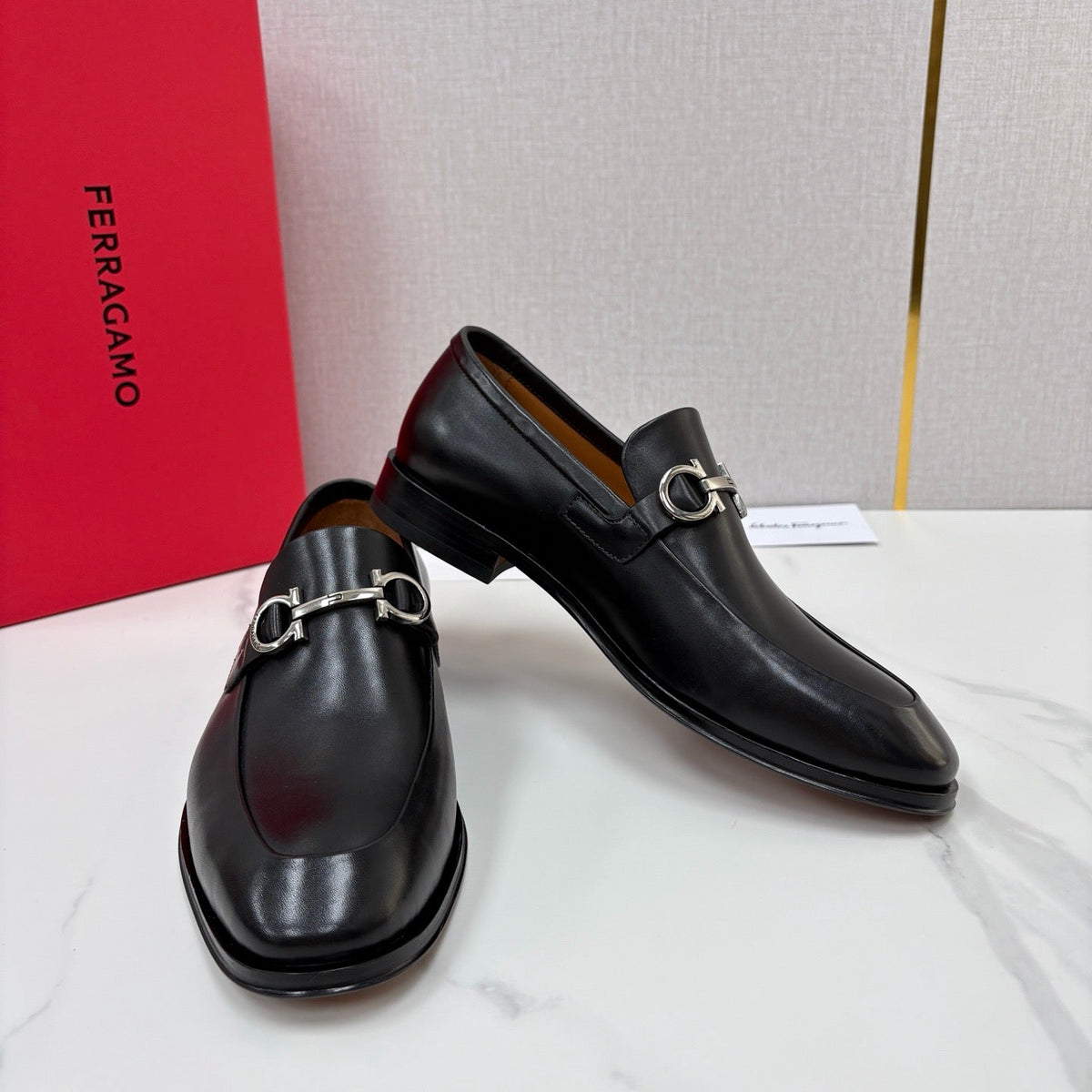 Black Leather Gancini Bit Loafer - Men's