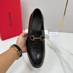 Black Leather Gancini Bit Loafer - Men's