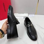Black Leather Gancini Bit Loafer - Men's
