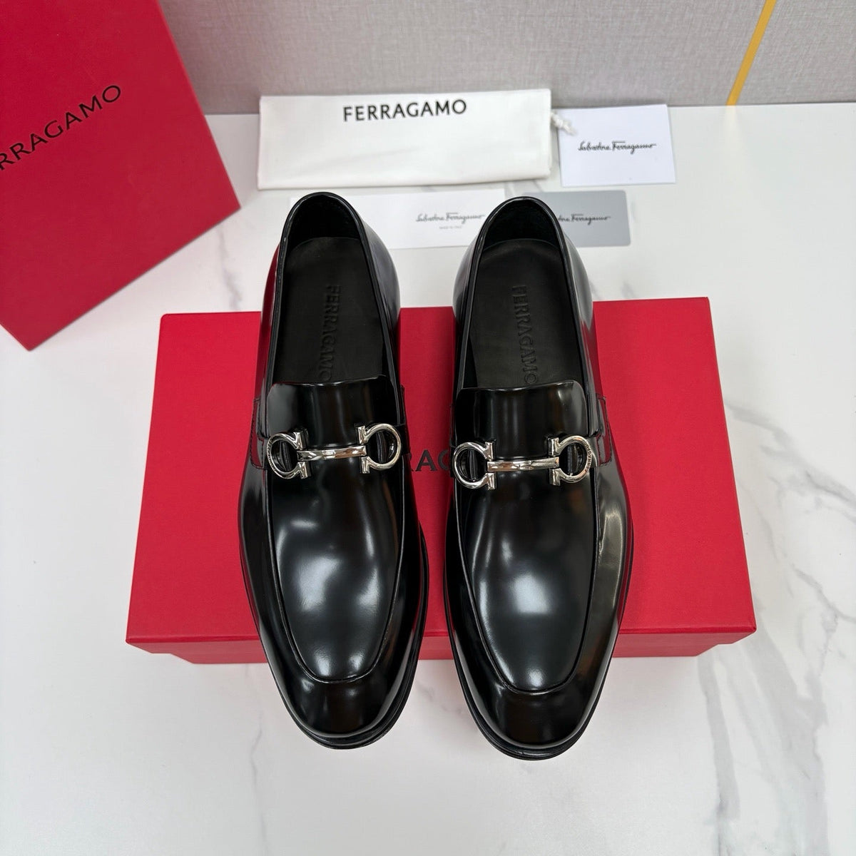 Black Leather Horsebit Loafer - Men's