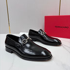 Black Leather Horsebit Loafer - Men's