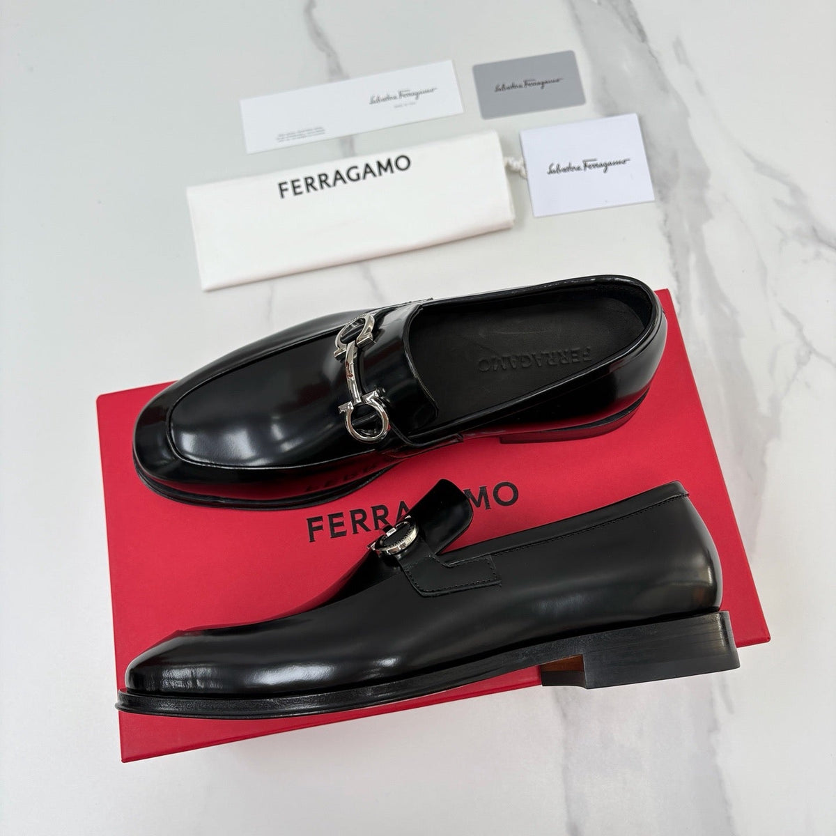 Black Leather Horsebit Loafer - Men's
