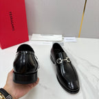 Black Leather Gancini Bit Loafer - Men's