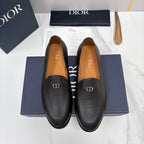 Schwarzer Leder-Slipper ohne Muster – Herren
