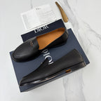 Schwarzer Leder-Slipper ohne Muster – Herren