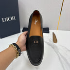 Schwarzer Leder-Slipper ohne Muster – Herren