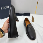 Schwarzer Leder-Slipper ohne Muster – Herren