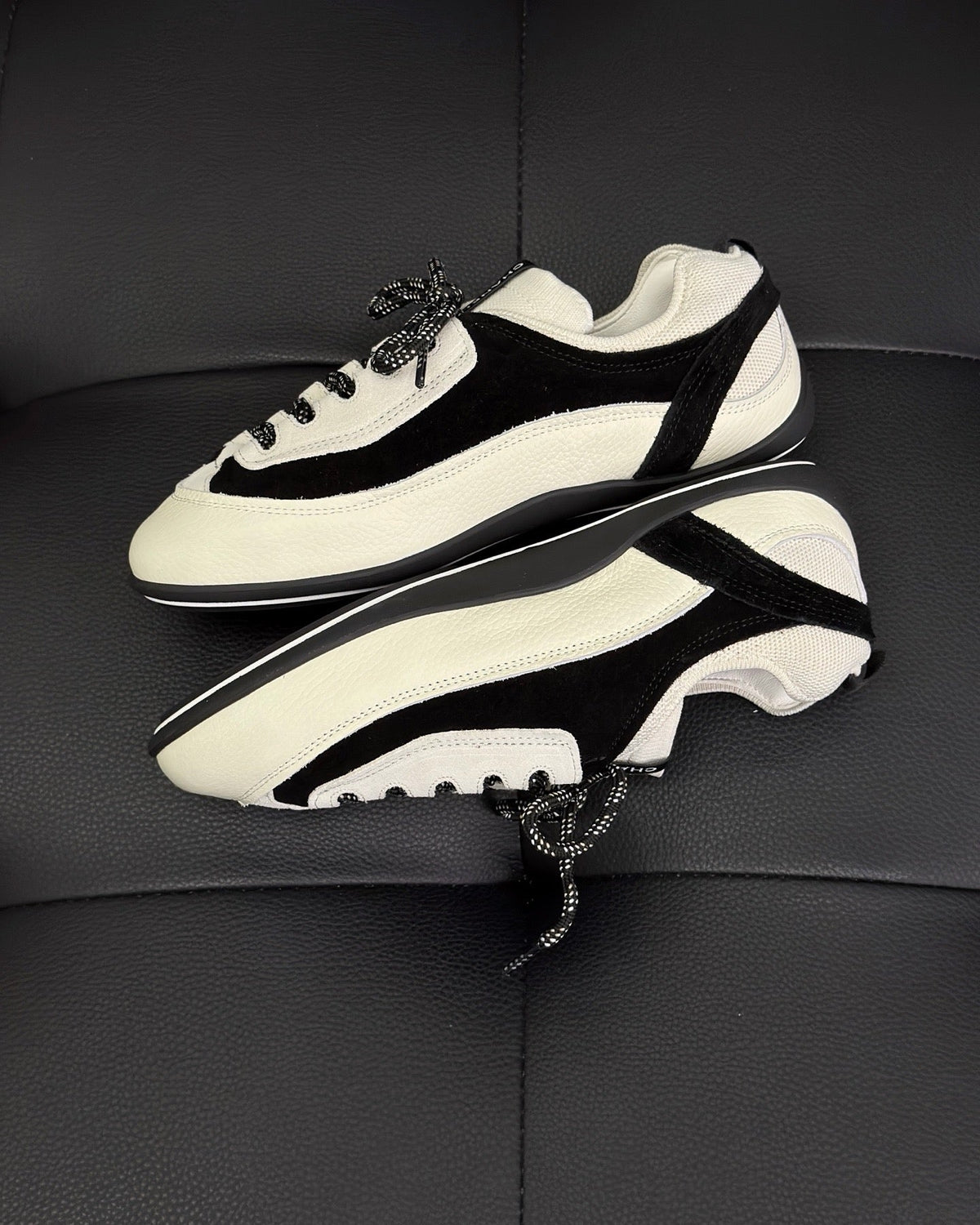 Cream Leather Two-Tone Low-Top - Women's