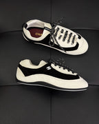 Cream Leather Contrast Toe Low-Top - Women's