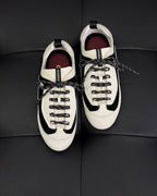 Cream Leather Contrast Toe Low-Top - Women's