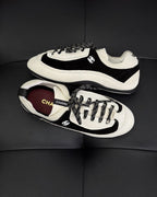 Cream Leather Contrast Toe Low-Top - Women's