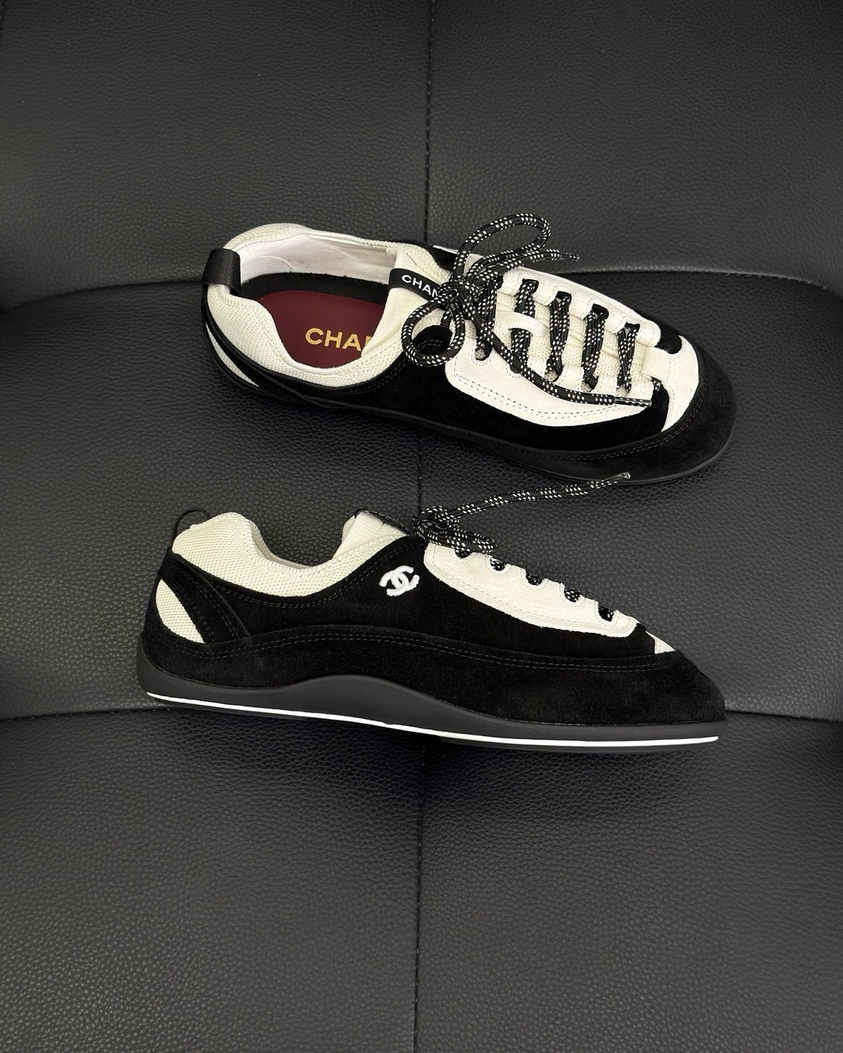 Cream Leather Low-Top with Red Trim - Women's