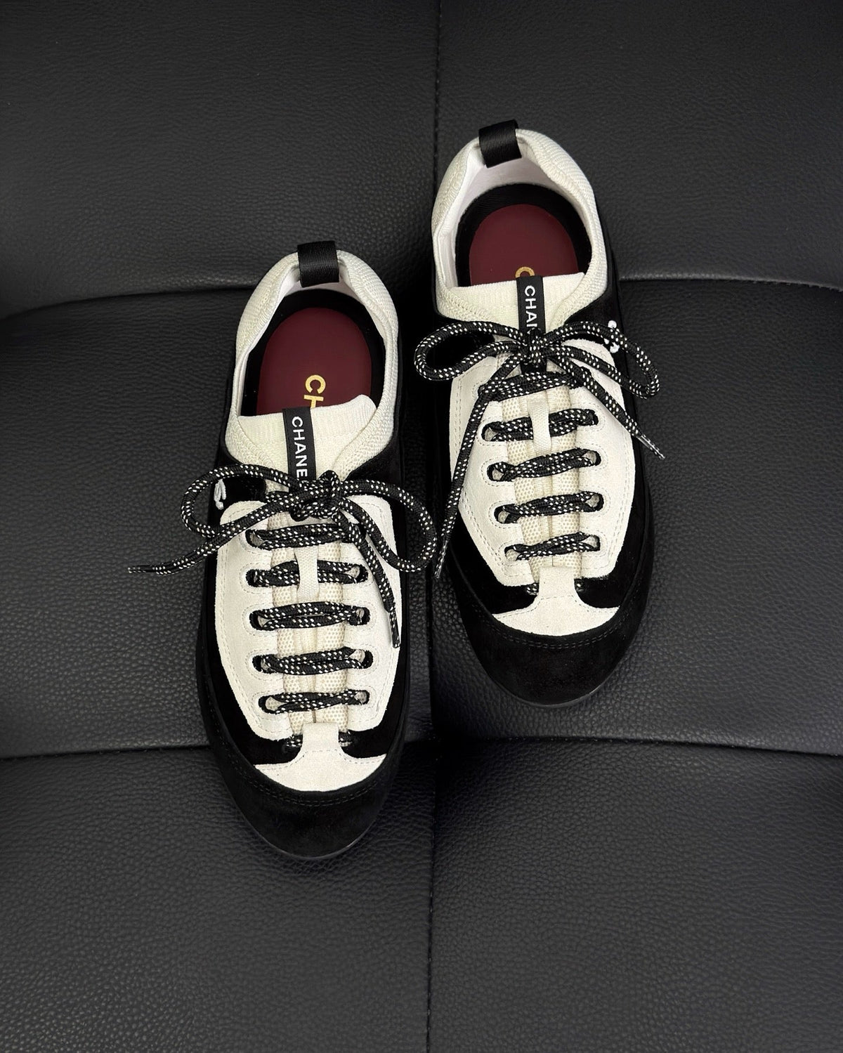 Cream Leather Low-Top with Red Trim - Women's