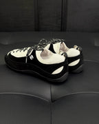 Cream Leather Low-Top with Red Trim - Women's