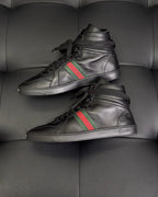 Schwarze Leder-Schnürstiefel mit Kontrast-Besatz für Damen