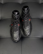 Schwarze Leder-Schnürstiefel mit Kontrast-Besatz für Damen