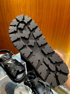 Black Leather Plain Crossover Sandal - Men's