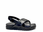 Schwarze Leder-Sandalen mit Profilsohle – Herren