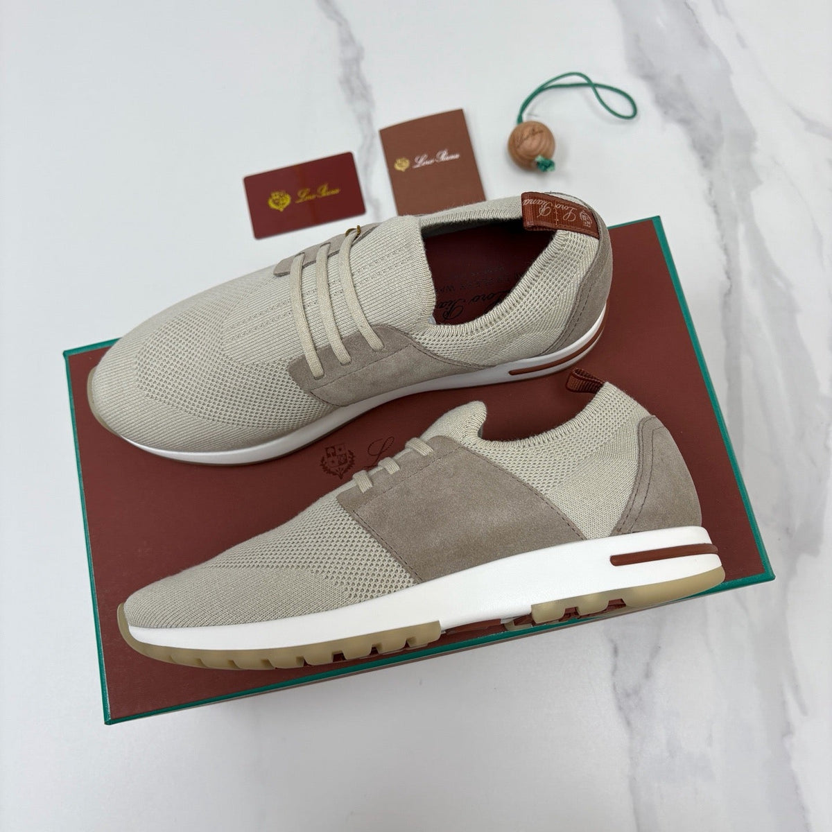 Burgunderfarbener Strick-Low-Top (Ton-in-Ton) – Herren