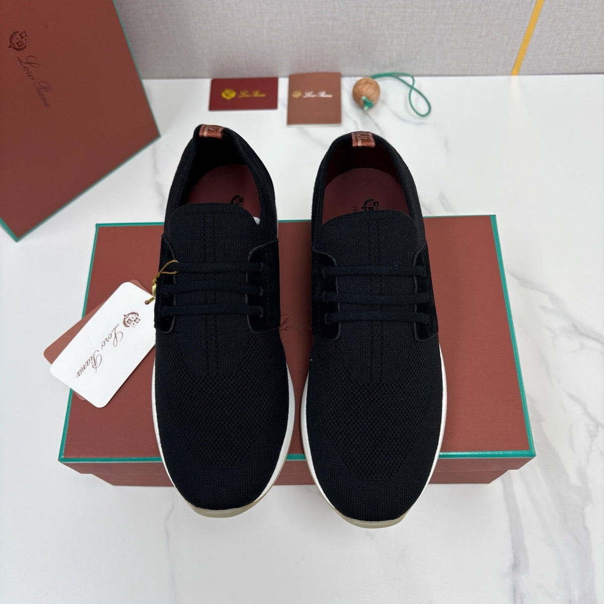 Marineblaue Slip-On Low-Top Strickschuhe – Herren