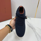 Marineblaue Strick-Slipper-Low-Top - Herren