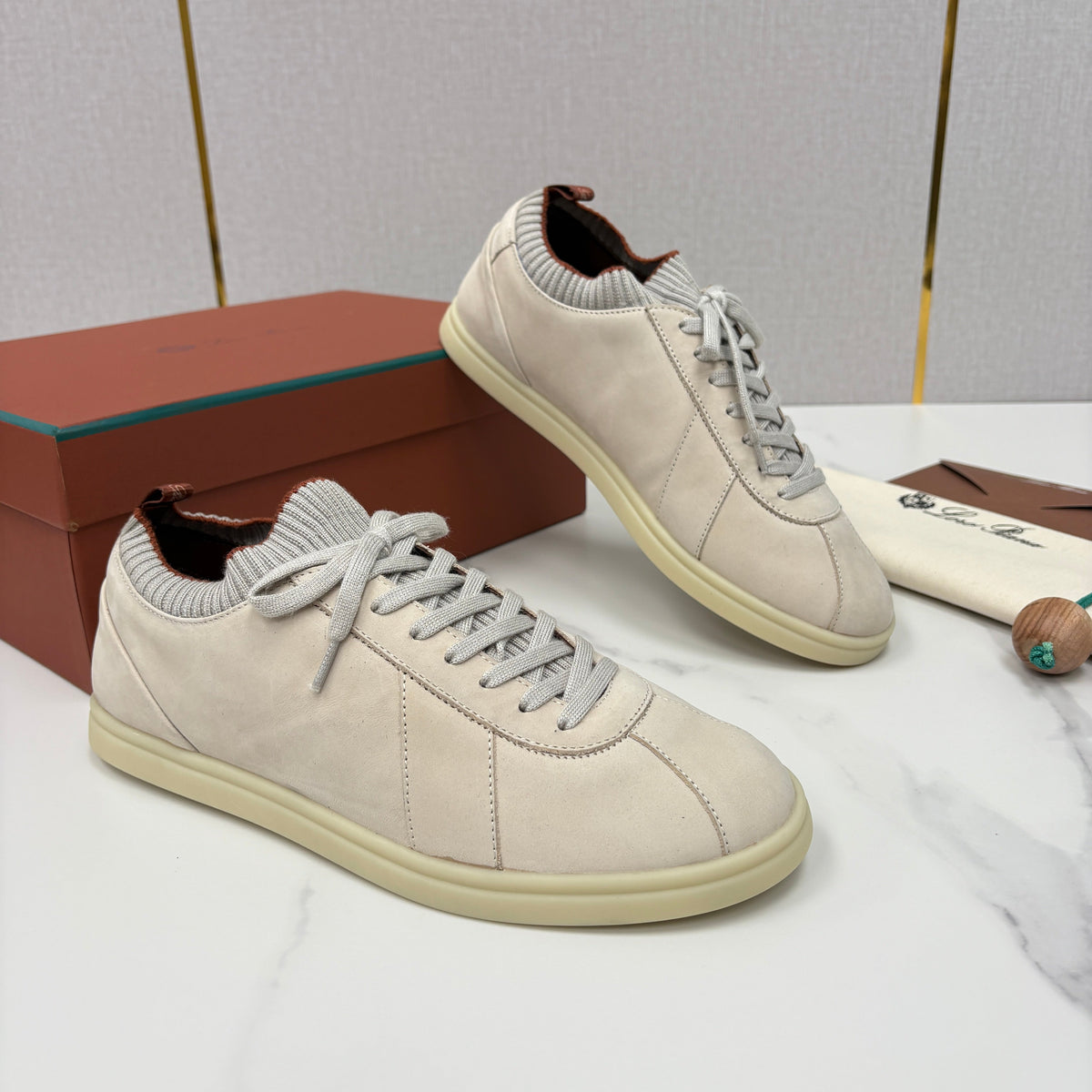 Cream Leather Cupsole Low-Top - Men's