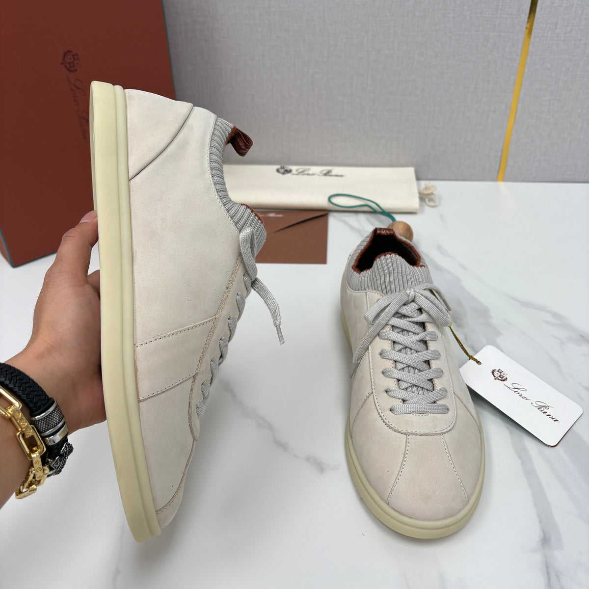 Cream Leather Cupsole Low-Top - Men's