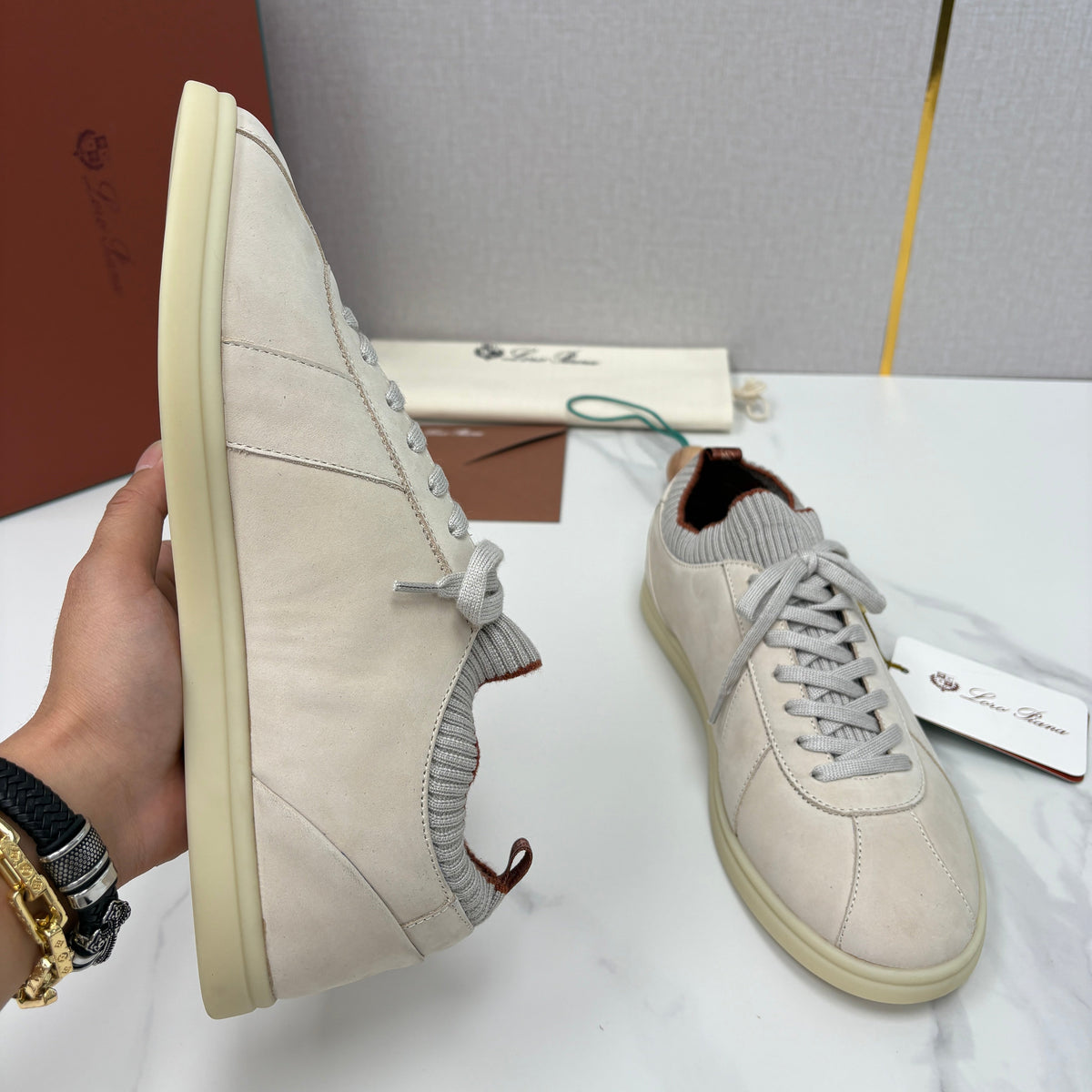 Cream Leather Cupsole Low-Top - Men's