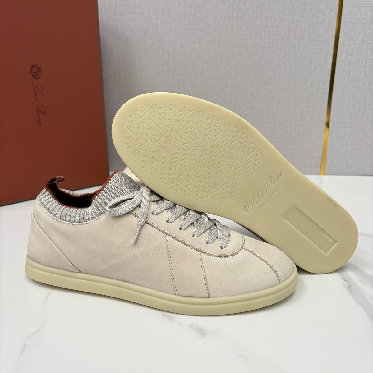 Cream Leather Cupsole Low-Top - Men's
