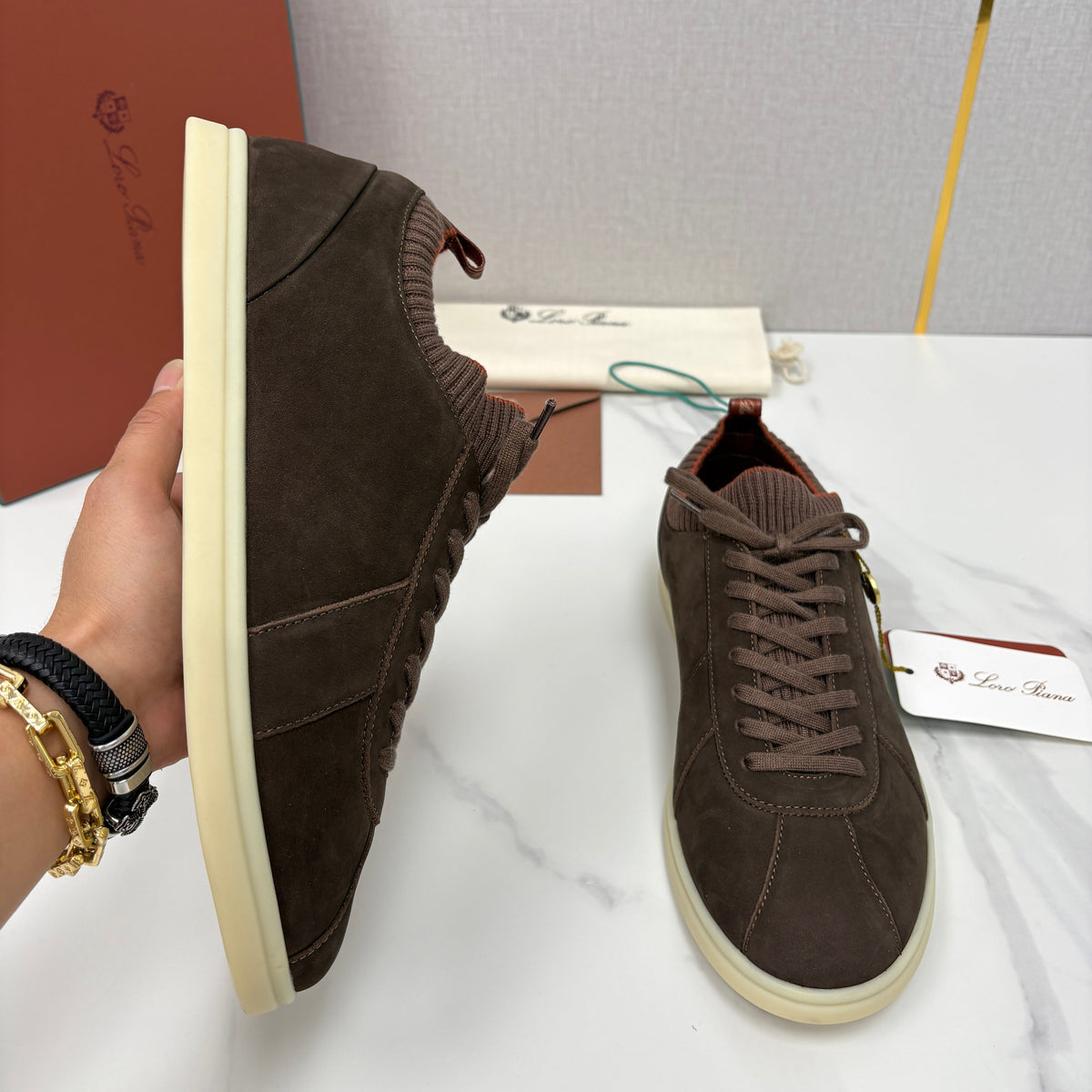 Cream Leather Cupsole Low-Top - Men's