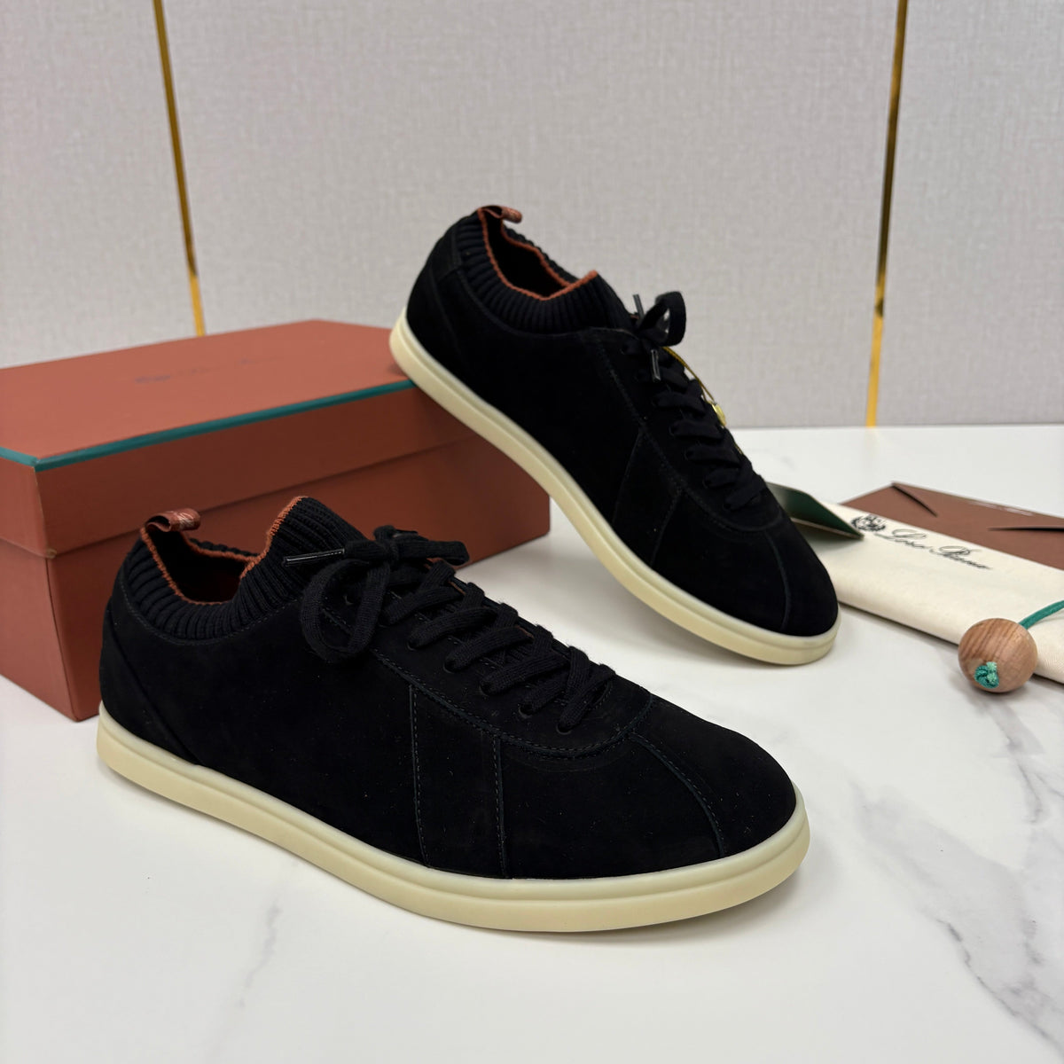 Black Suede Cupsole Low-Top - Men's