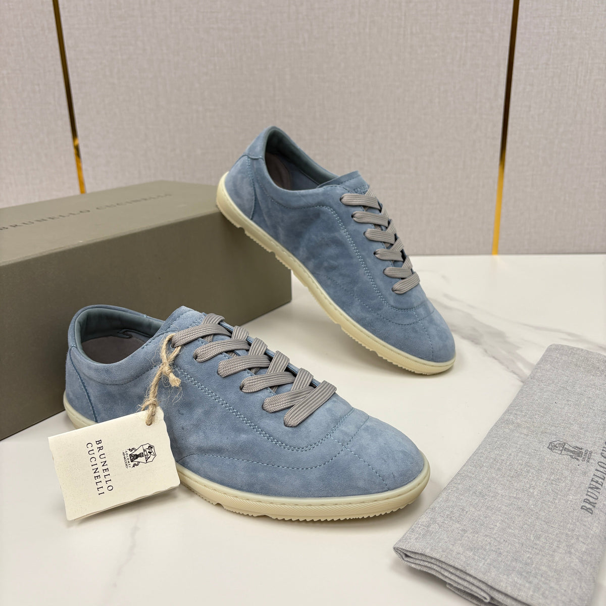 Marineblaue Wildleder-Cupsole-Sneaker Low-Top – Herren