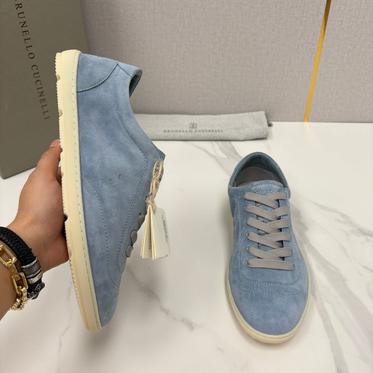 Marineblaue Wildleder-Cupsole-Sneaker Low-Top – Herren