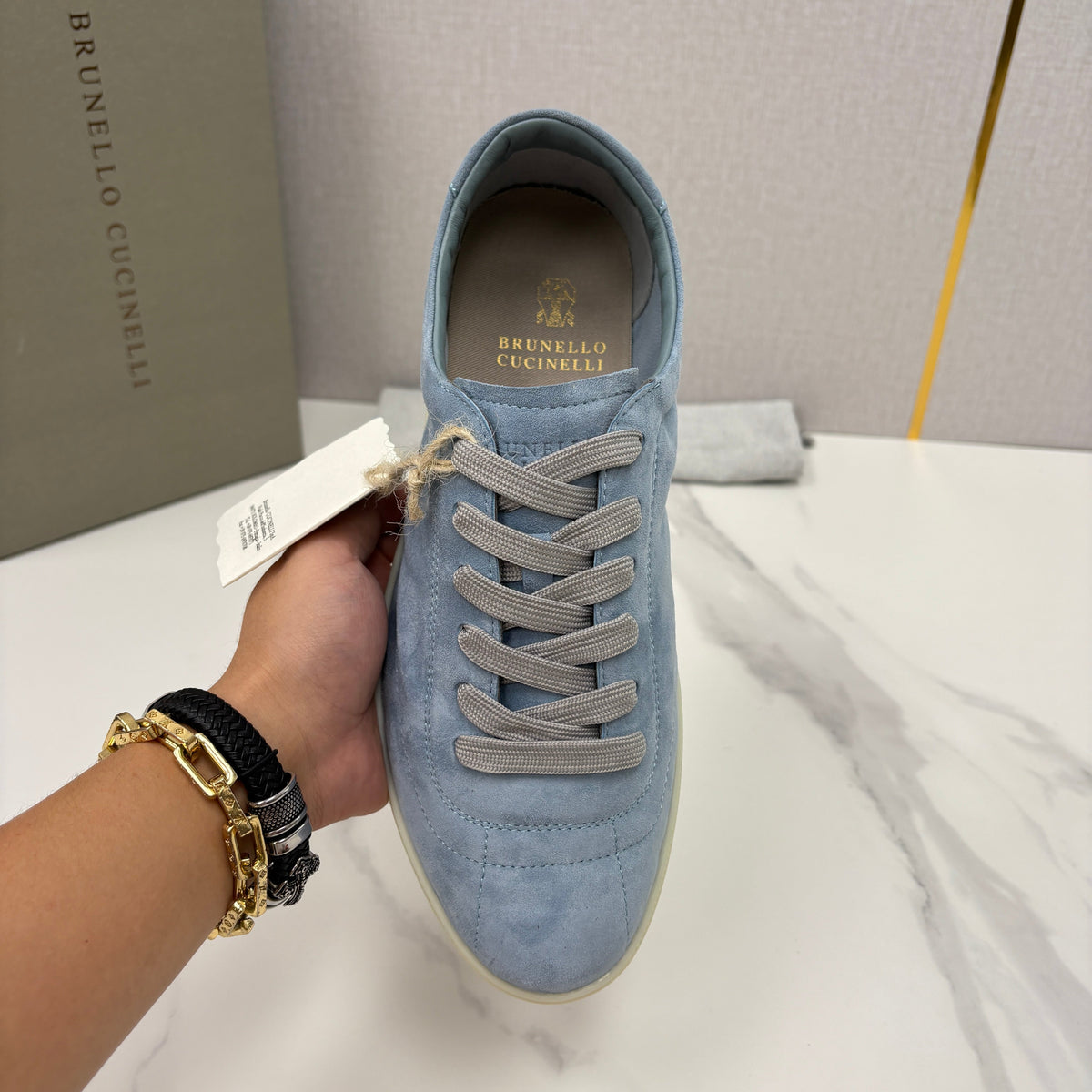 Marineblaue Wildleder-Cupsole-Sneaker Low-Top – Herren