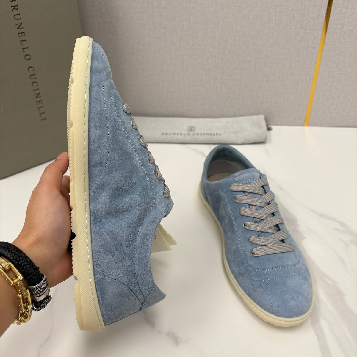 Marineblaue Wildleder-Cupsole-Sneaker Low-Top – Herren