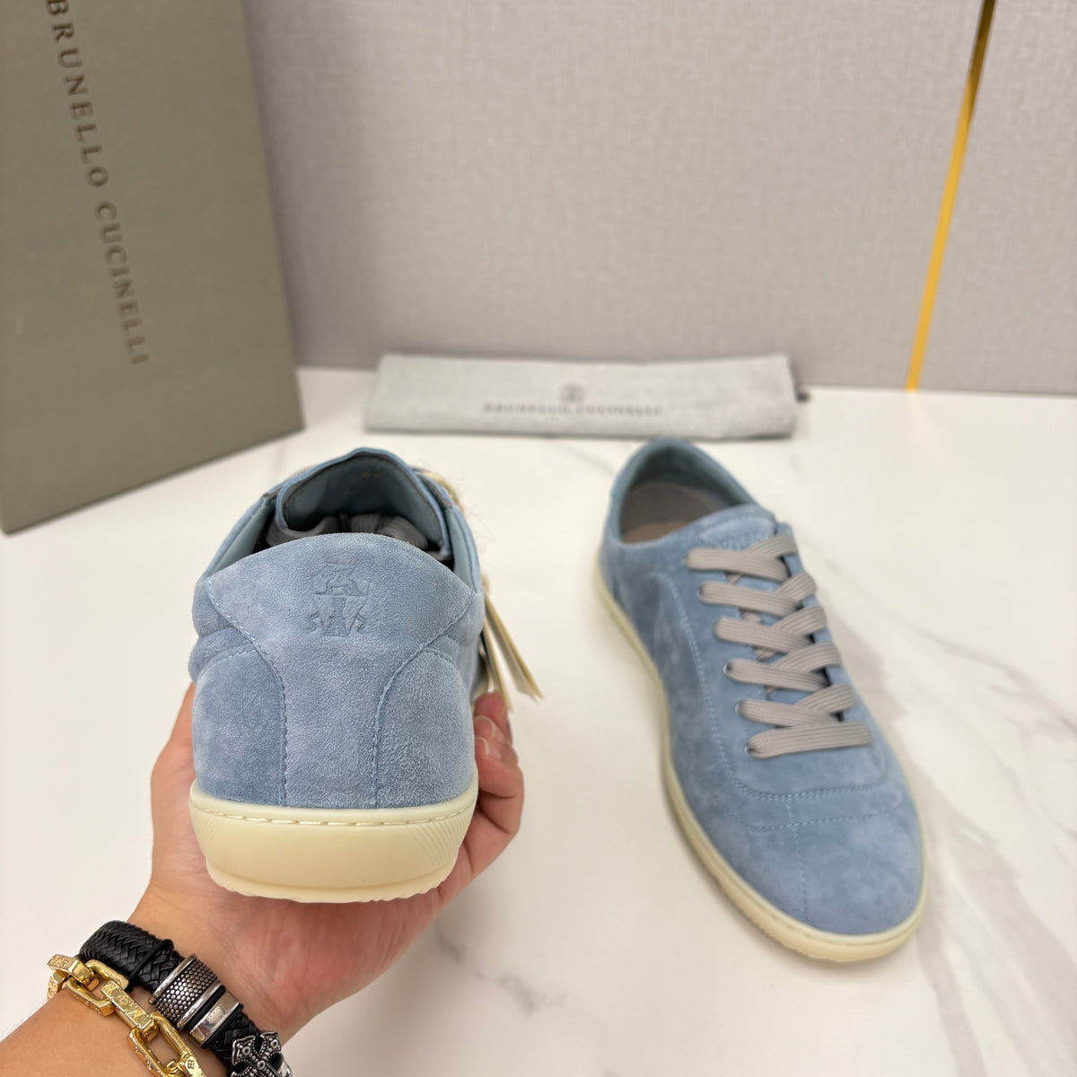 Marineblaue Wildleder-Cupsole-Sneaker Low-Top – Herren