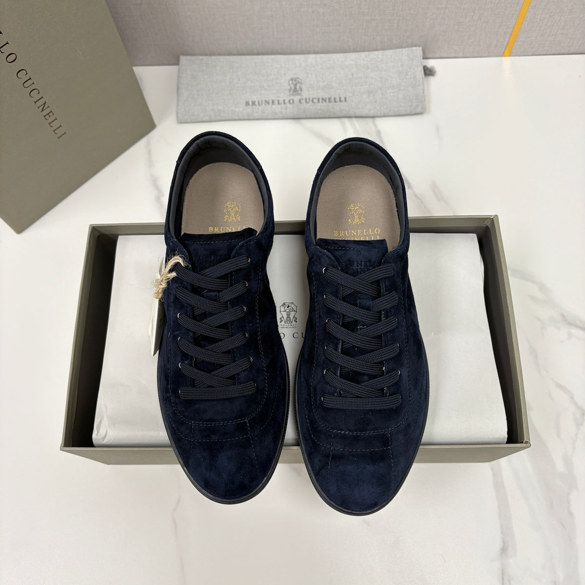 Marineblaue Wildleder-Cupsole-Sneaker Low-Top – Herren