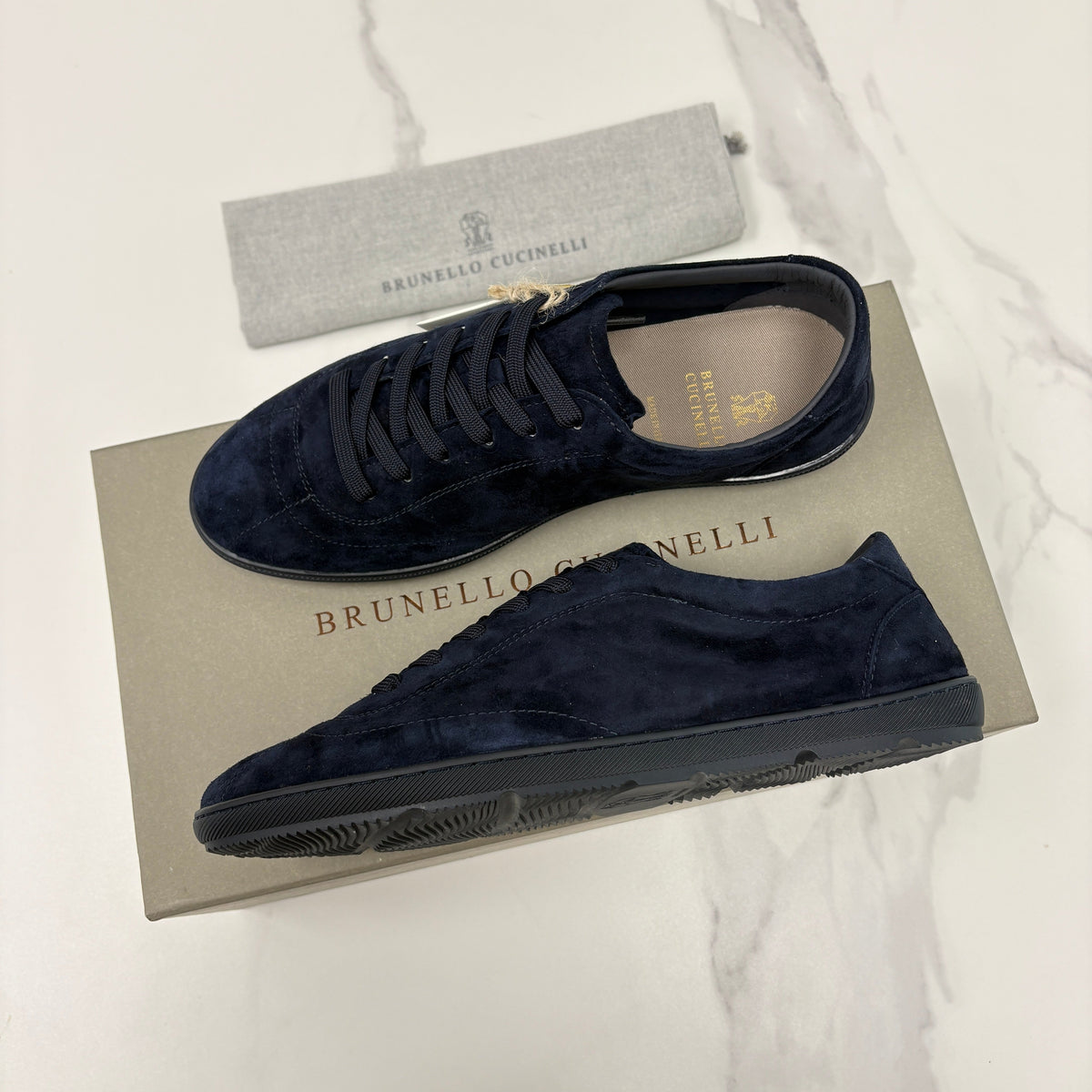 Marineblaue Wildleder-Cupsole-Sneaker Low-Top – Herren