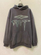 Grauer Baumwoll-Grafik-Pullover – Herren