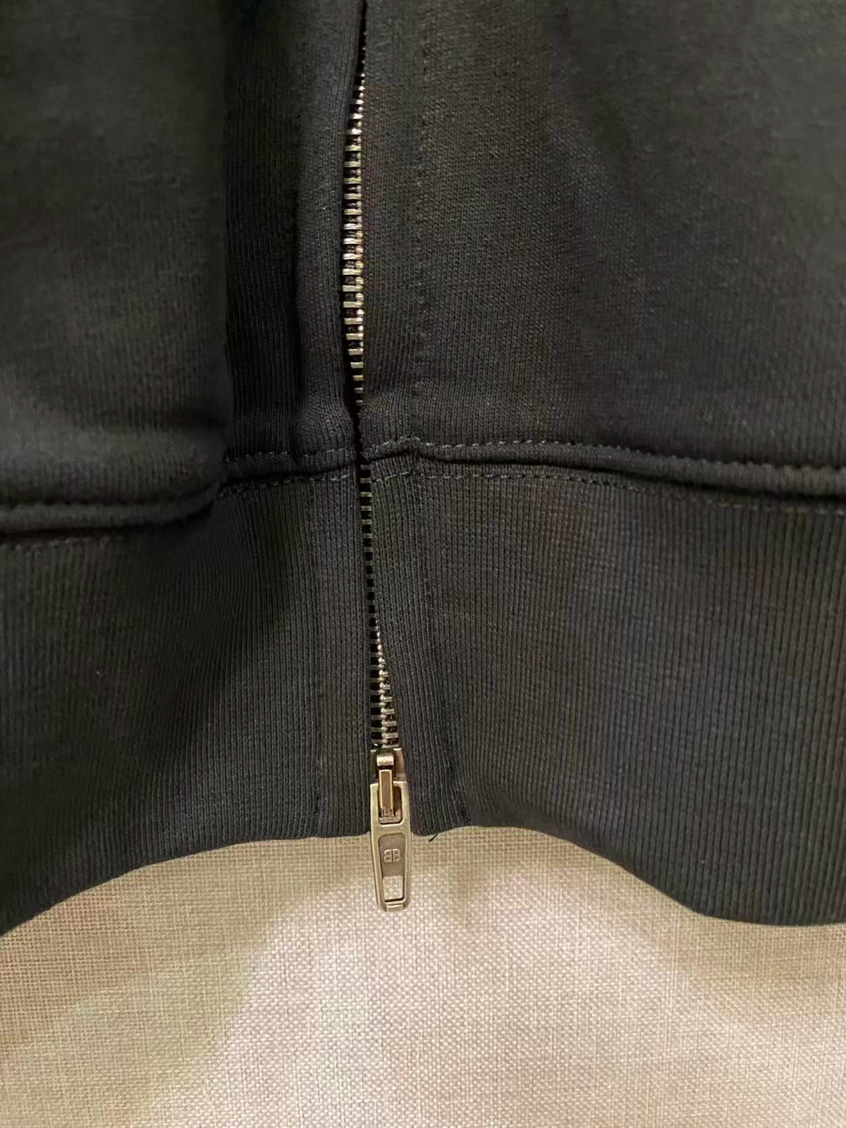 Schwarze Baumwoll-Patchwork-Reißverschlussjacke – Herren