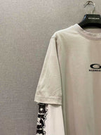 Cremefarbenes Langarmshirt mit Lagenlook aus Baumwolle – Herren