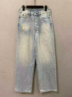 Blaue Jeans, Used-Look, weites Bein – Herren