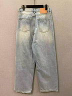 Blaue Jeans, Used-Look, weites Bein – Herren