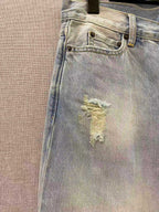 Blaue Jeans, Used-Look, weites Bein – Herren