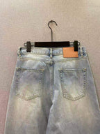Blaue Jeans, Used-Look, weites Bein – Herren