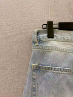 Blaue Jeans, Used-Look, weites Bein – Herren
