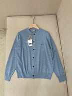 Blauer Schurwoll-Cardigan glatt - Herren