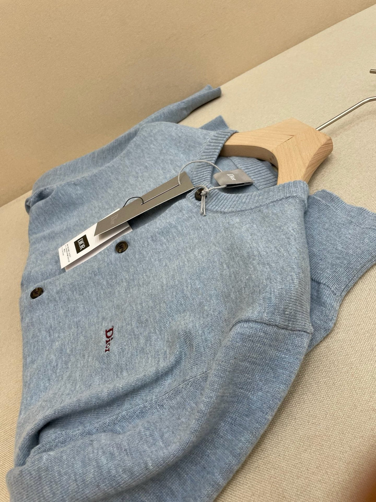 Blauer Schurwoll-Cardigan glatt - Herren