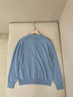 Blauer Schurwoll-Cardigan glatt - Herren